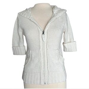 VINTAGE 2000s Women’s Junior Preppy Cable Knit Wool Zip Up Hoodie Sweater Sz M